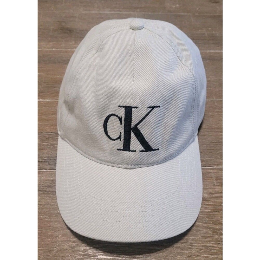 Calvin Klein Twill Embroidered Monogram Cap Bone White Adjustable Hat